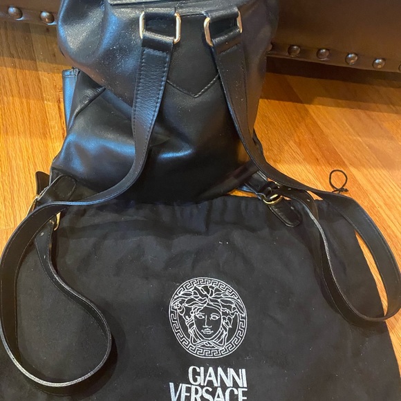 Authentic Versace Medusa Black Leather Backpack main image 5